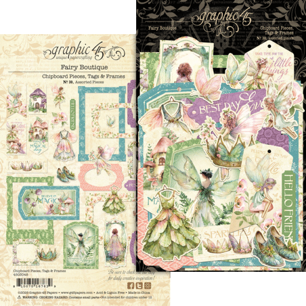 Graphic 45 Fairy Boutique Chipboard Tags & Frames